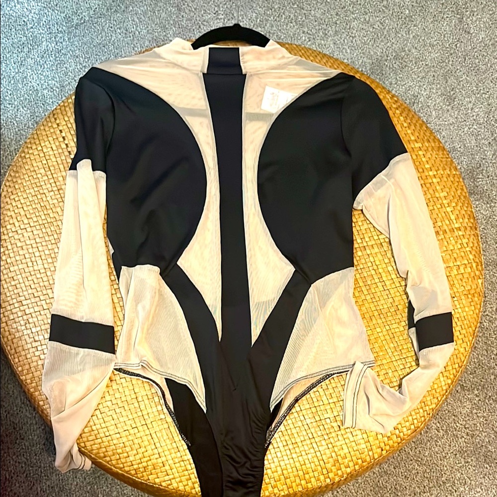 Black and Cream Long Sleeve Bodysuit
